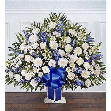 Heartfelt Tribute&trade; Floor Basket- Blue & White